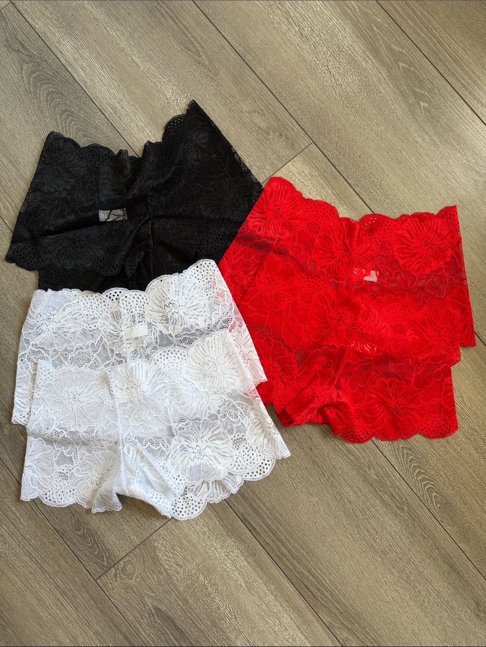 Lace Boyshorts 6 pack- Black, White & Red Women's Shorts